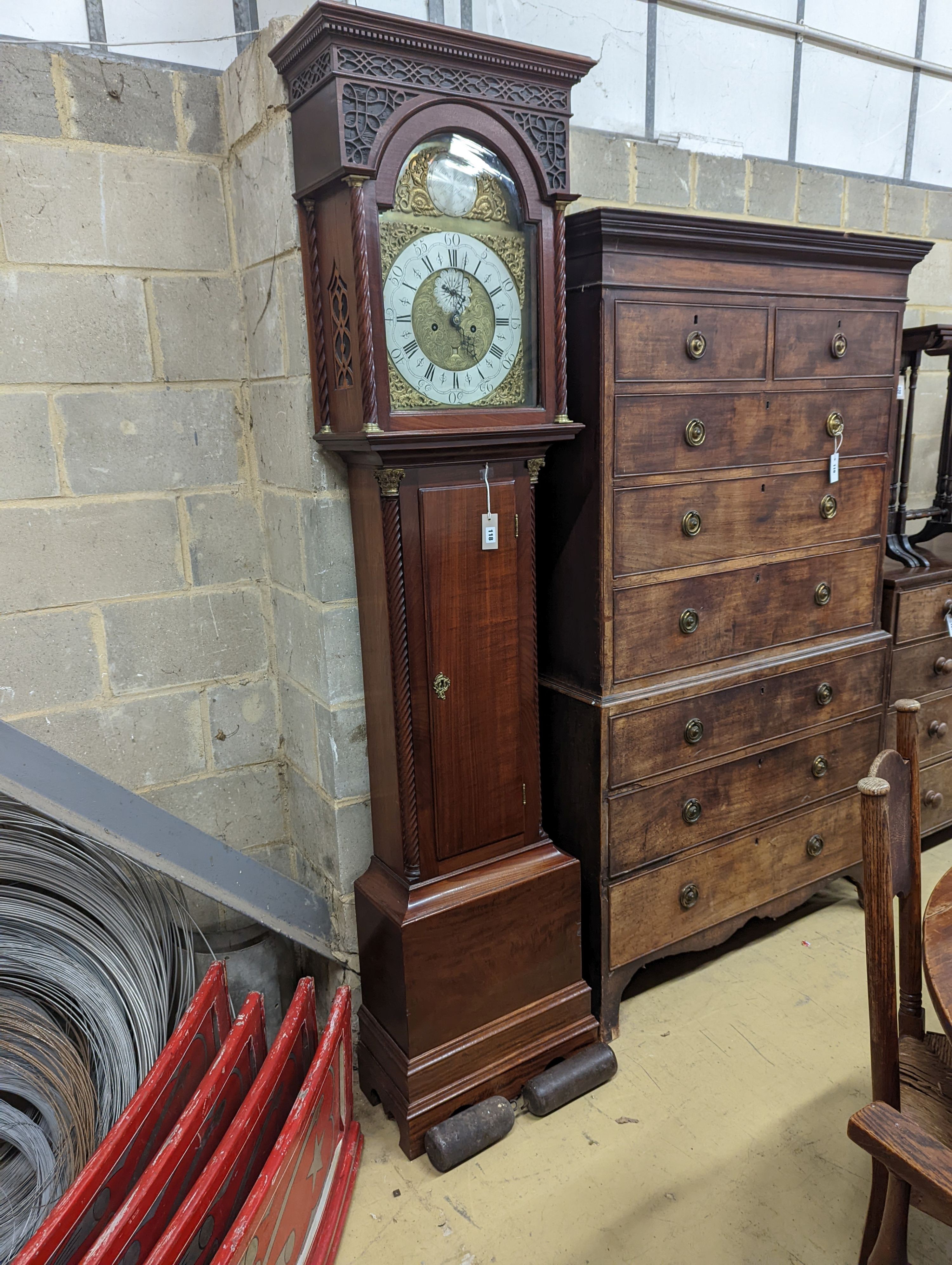 A George III Scottish mahogany 8 day longcase clock, marked Alexander Mitchell, Gorbells, Glasgow, height 214cm